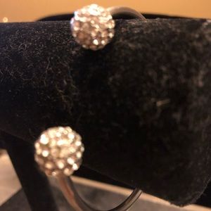 Pave stones silver bangle